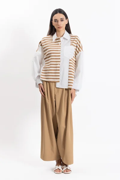 SHAPES DETAILED STRIPED SHIRT SET