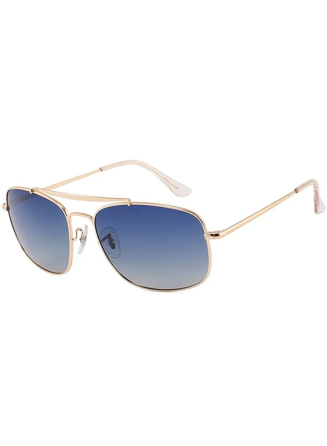 تايك تو Men Gold Square Frame Aviator Sunglasses With Blue Gradient Lenses