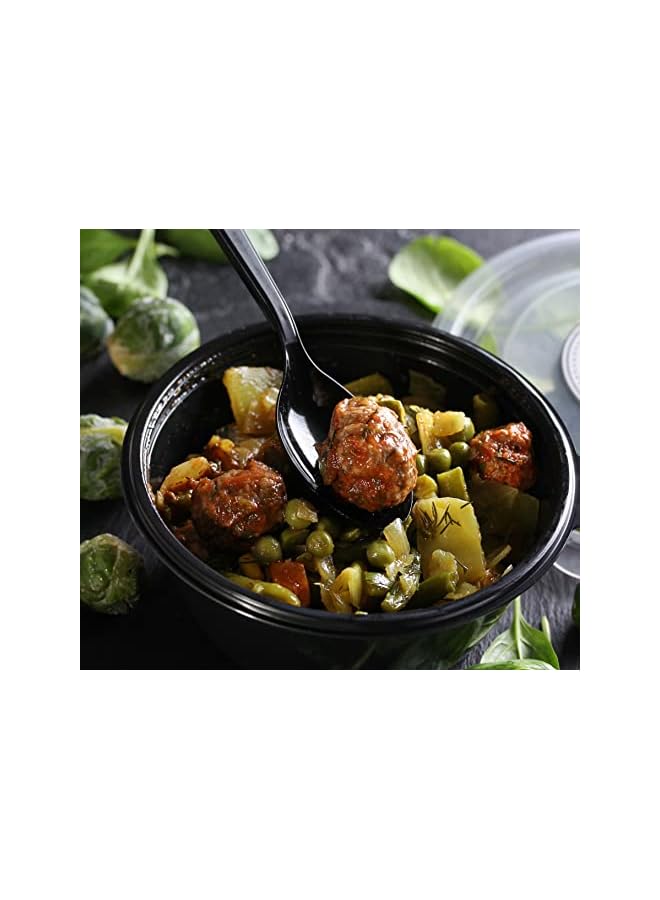 Raxoom PCS Black Plastic Cutlery Set Spoons Knives Forks Napkins Set Disposable Cutlery Set Individually Wrapped Plastic Cutlery Disposable Spoons Disposable Fork Plastic Spoon Heavy Duty Plastic Utensils - Image 3