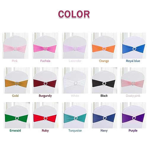 Howhic Pack of 60 Spandex Chair Sashes Bows Stretch Cover Band with Buckle Slider Universal Elastic Chair Ties for Wedding Banquet Party Event Decoration (Purple) - Image 5