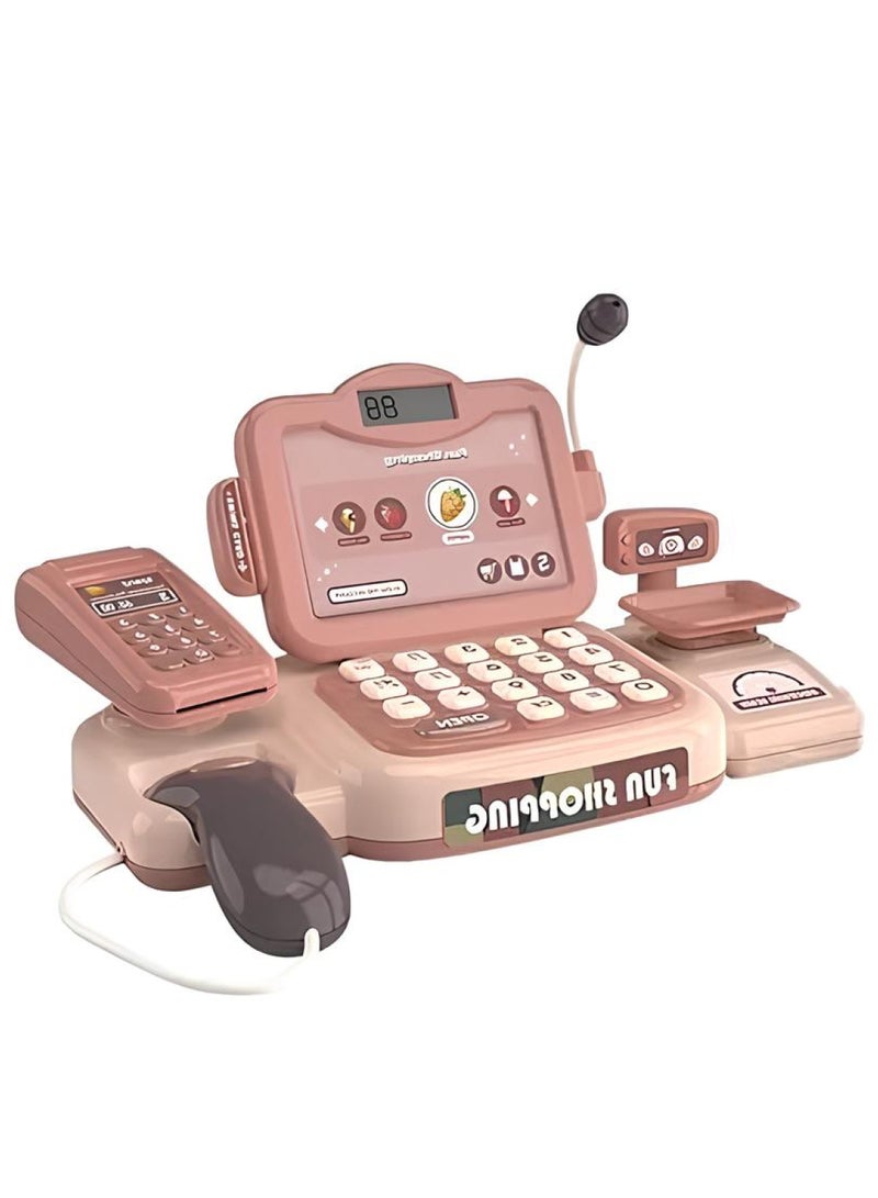 UniTrain 24pcs Cash Register Set for Kids, Toddlers - Grocery Toy Shopping Center with Food, Scaner, Microphone, Play Money - Image 2