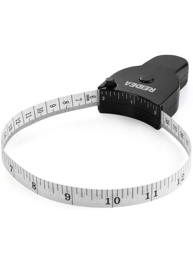 Fitness Tape Measure Household Circumference Meter Ruler Measuring Body Leg Waist Chest Three Circumference Measuring Special Ruler Student Portable Soft Tape Measure-Model:Handle Tape Measure Black (white Ruler With British) Inch Outward JC20KM - Image 1