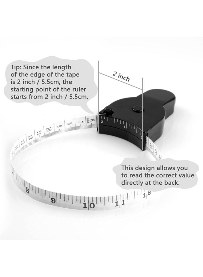 Fitness Tape Measure Household Circumference Meter Ruler Measuring Body Leg Waist Chest Three Circumference Measuring Special Ruler Student Portable Soft Tape Measure-Model:Handle Tape Measure Black (white Ruler With British) Inch Outward JC20KM - Image 3