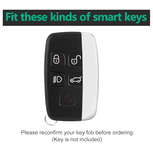 Flensent for Land Rover Key Fob Cover TPU Car Key Fob Case Fit for Land Rover LR4 Range Rover Sport Evoque Jaguar XF XJ XJL F-pace 5 Buttons Car Remote Key Case Shell Protector(Black) - Image 2