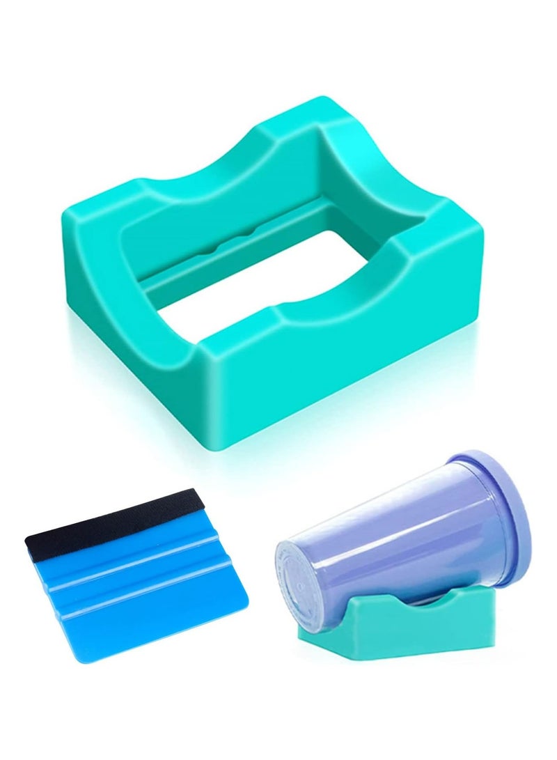 Oasisgalore Non-Slip Silicone Cup Cradle with Felt Edge Squeegee for Applying Vinyl Decals on Tumblers - Image 1