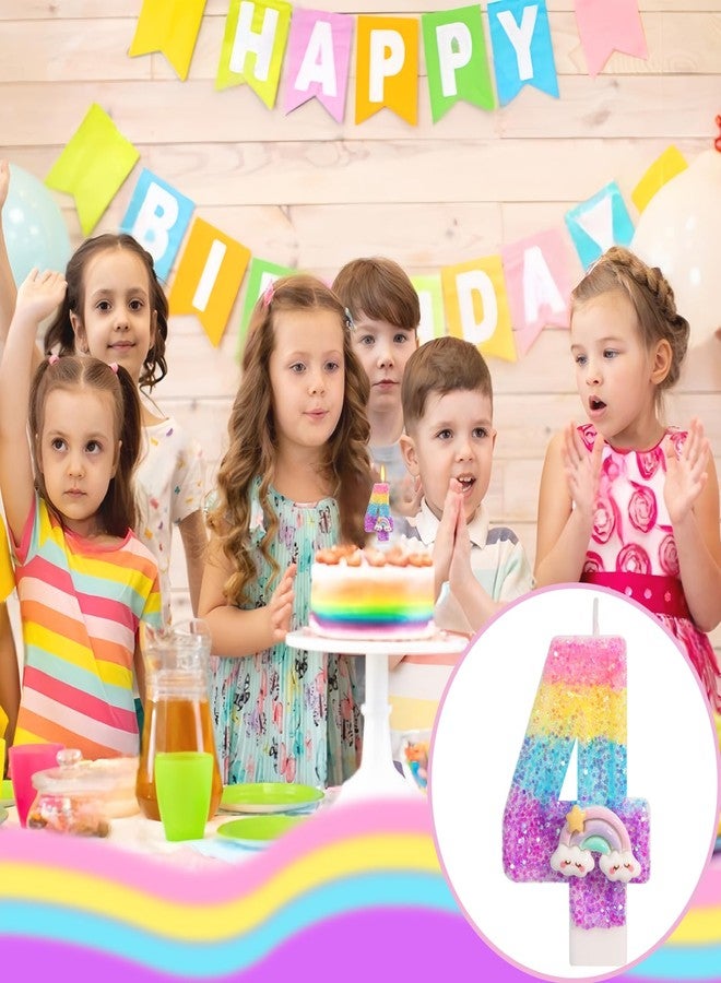 OGnomiFX Rainbow Candles for Cakes, Number 4 Candle Rainbow Cake Topper for 4th Birthday Decorations Girl - Image 5
