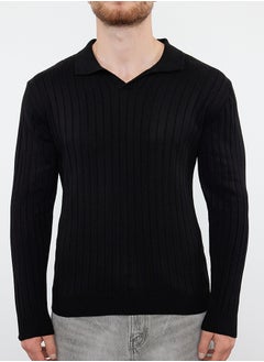 trendyol Black Slim Polo Neck Plain Knitwear Sweater TMNAW25KZ00022  - Image 4