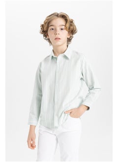 Boy Regular Fit Polo Neck Woven Long Sleeve Shirt