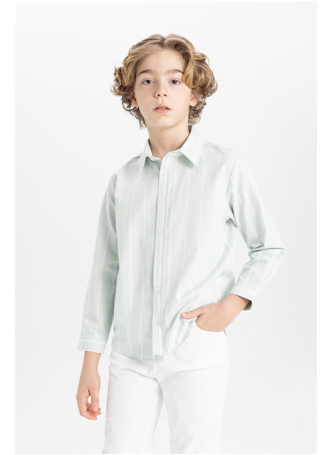 DeFacto - Boy Regular Fit Polo Neck Woven Long Sleeve Shirt - Image 1