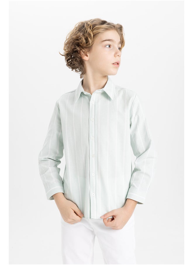 DeFacto - Boy Regular Fit Polo Neck Woven Long Sleeve Shirt - Image 1
