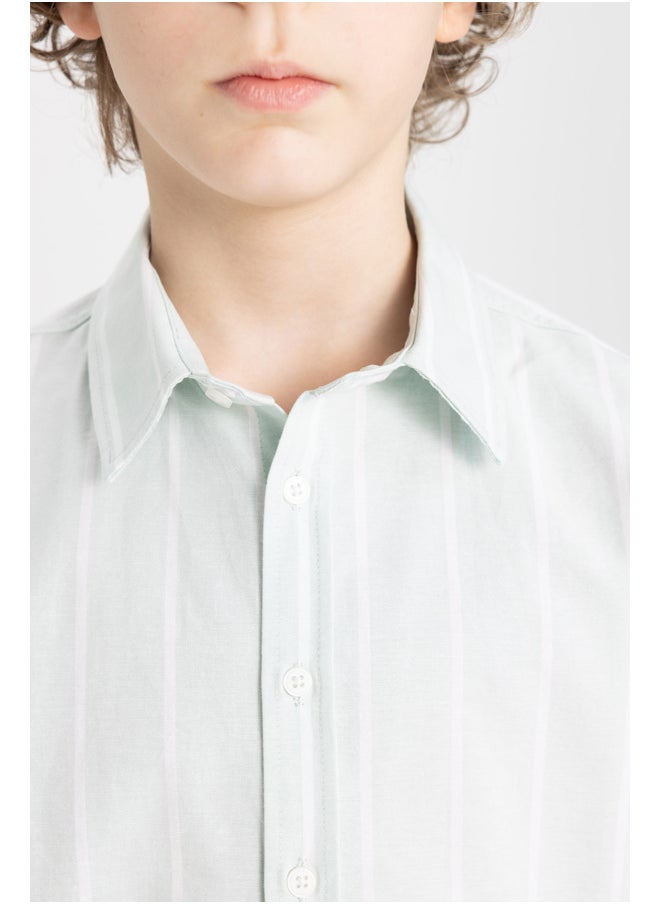 DeFacto - Boy Regular Fit Polo Neck Woven Long Sleeve Shirt - Image 1