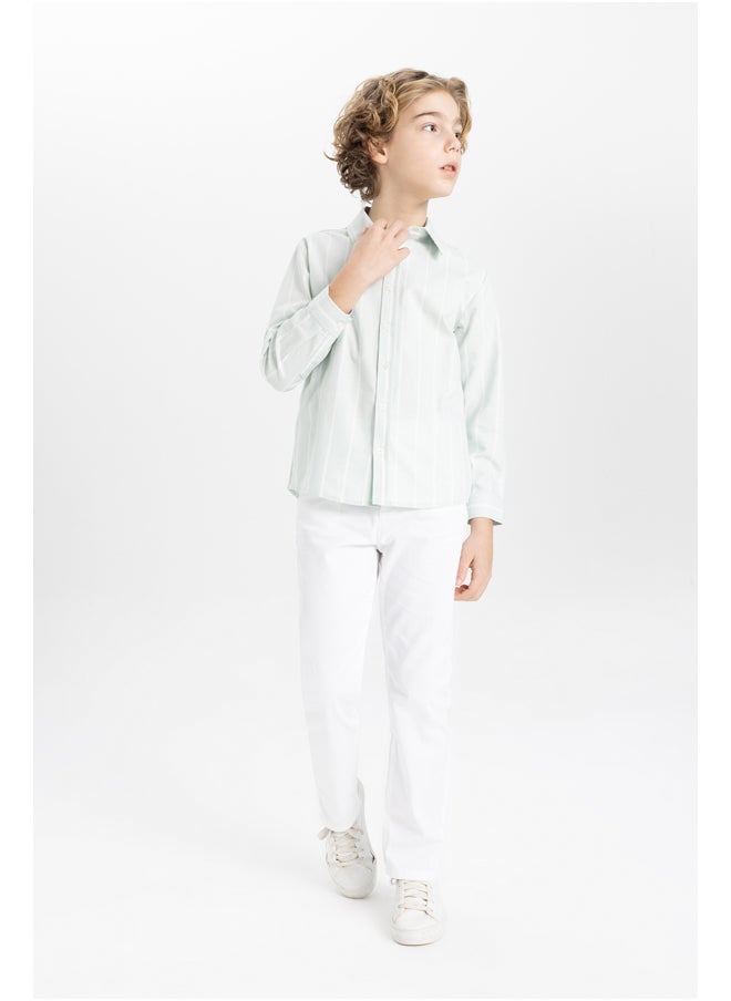 DeFacto - Boy Regular Fit Polo Neck Woven Long Sleeve Shirt - Image 1