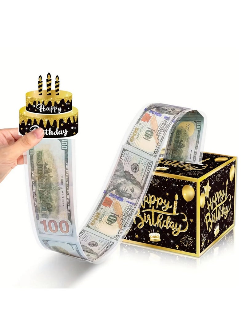Happy Birthday Money Box Surprise Cash Explosion Gift Box for Men & Women, Billionaire-Themed Money Holder with Pull-Out Card, DIY Gift Set for Birthdays Unique & Memorable Cash Present - Image 1