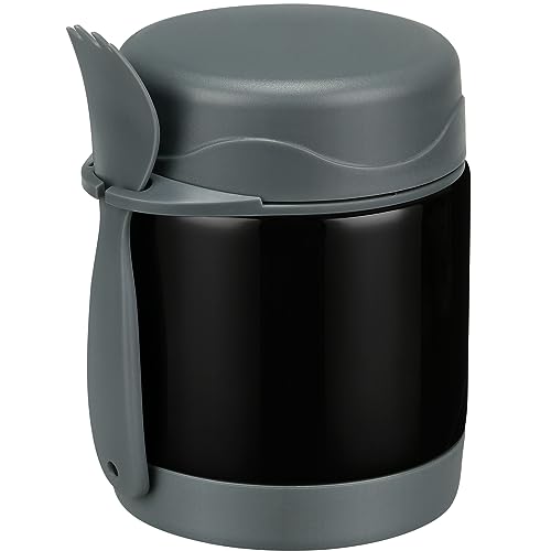 Howeemo 10oz Soup Thermo for Hot Food Kids,Lunch Thermo Kids Food Jar with Spoon Hot Insulated Food Containers,Leak Proof Stainless Steel Wide Mouth Lunch Food Thermo Jar for School(Black) - Image 1