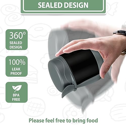 Howeemo 10oz Soup Thermo for Hot Food Kids,Lunch Thermo Kids Food Jar with Spoon Hot Insulated Food Containers,Leak Proof Stainless Steel Wide Mouth Lunch Food Thermo Jar for School(Black) - Image 5