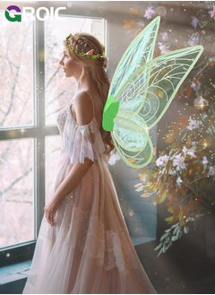 GROIC Fairy Wings, Fairy Wings Costume Set, Fairy Costume Set with Sparkling Sheer Butterfly Wings, Elf Ears, Flower Crown, Wand, 23.6*18.5 Inch Butterfly Wings Ideal for Cosplay, Party, Costume  - Image 5