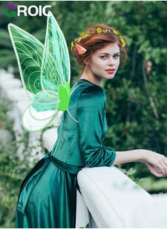 GROIC Fairy Wings, Fairy Wings Costume Set, Fairy Costume Set with Sparkling Sheer Butterfly Wings, Elf Ears, Flower Crown, Wand, 23.6*18.5 Inch Butterfly Wings Ideal for Cosplay, Party, Costume  - Image 2