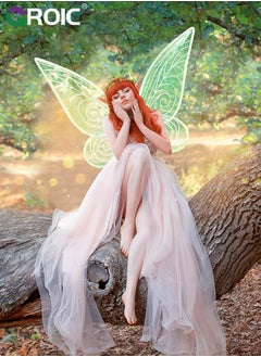 GROIC Fairy Wings, Fairy Wings Costume Set, Fairy Costume Set with Sparkling Sheer Butterfly Wings, Elf Ears, Flower Crown, Wand, 23.6*18.5 Inch Butterfly Wings Ideal for Cosplay, Party, Costume  - Image 4