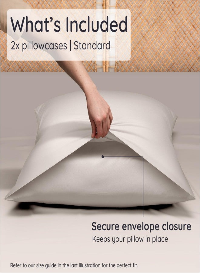 Bambaw 100% Viscose Derived from Bamboo Pillowcase Standard Size - Set of 2 Cooling Pillow Cases with Envelope Closure, Breathable & Soft Pillow Cases Standard Size (Sand) - Image 2