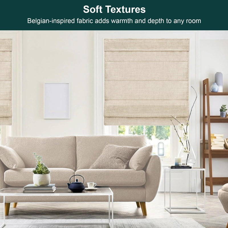 CHICOLOGY Roman Shades for Windows, Window Treatments, Roman Shades, Roman Window Shades, Room Darkening Shades, Window Shades, 24" W X 64" H, Belgian Flax (Privacy & Light Filtering) - Image 3
