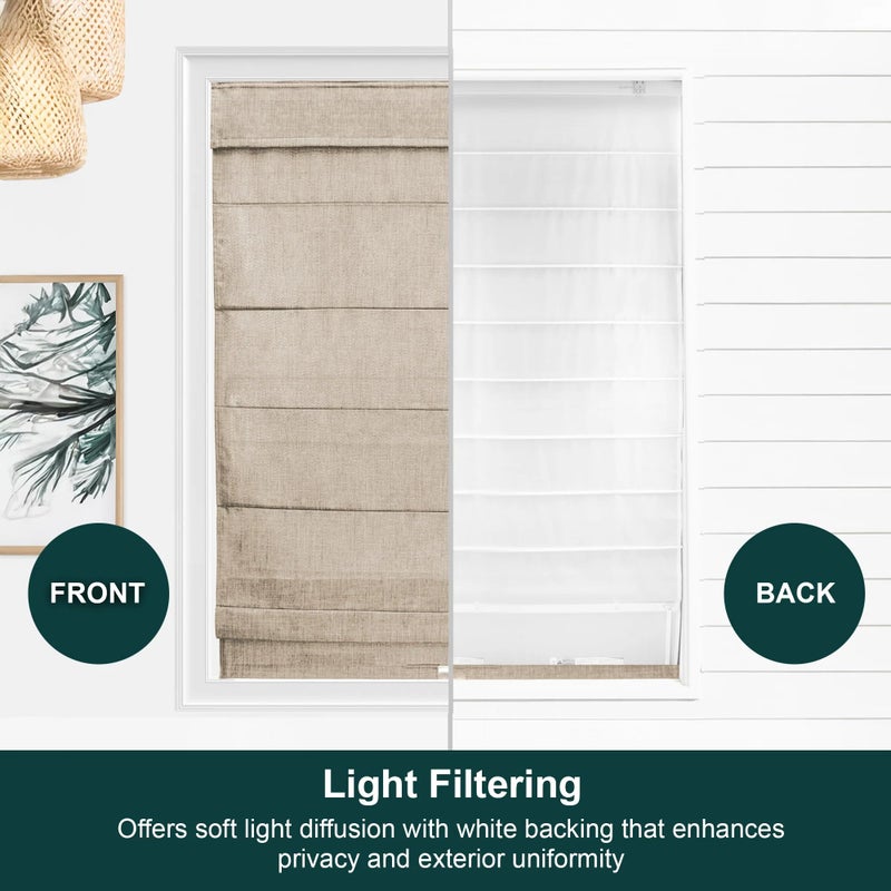 CHICOLOGY Roman Shades for Windows, Window Treatments, Roman Shades, Roman Window Shades, Room Darkening Shades, Window Shades, 24" W X 64" H, Belgian Flax (Privacy & Light Filtering) - Image 4