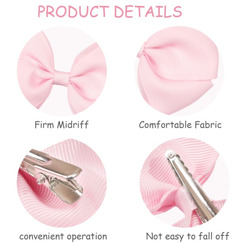 JOYOYO 40 Colors 4" Hair Bows Clips Girls Pigtail Bows Alligator Clips for Baby Girls Fine Hair Infants - Image 3