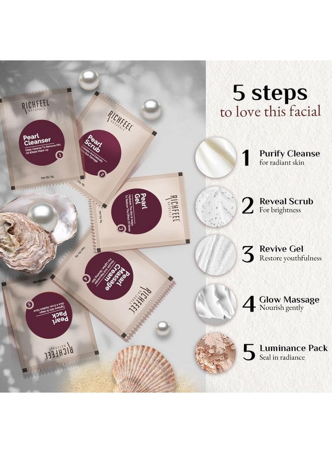 Richfeel Pearl Facial Kit For Brightening | Luminous And Radiant Skin | Tan Removal | Best For Dry Skin | 30 G (Pack Of 2) - Image 3