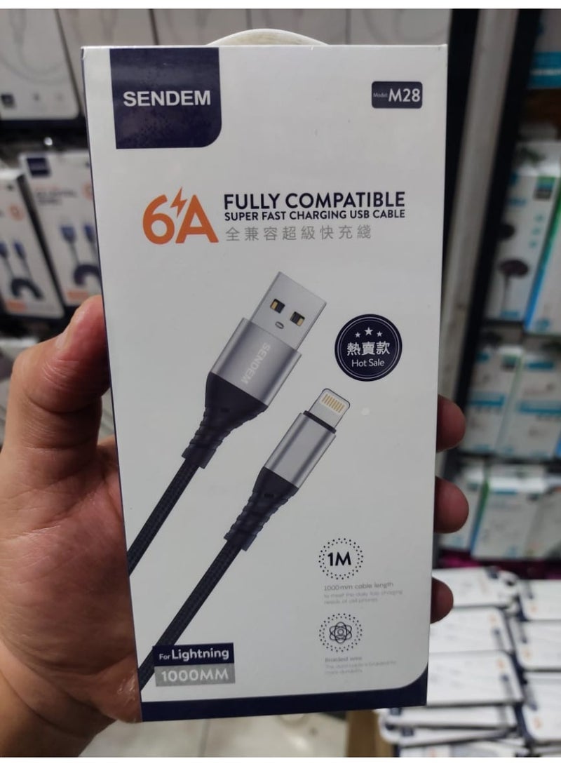 سيندم كابل شحن قوي بقدرة 6 أمبير – يدعم الشحن السريع مع نقل بيانات بكفاءة، متوافق مع Lightning - Image 2