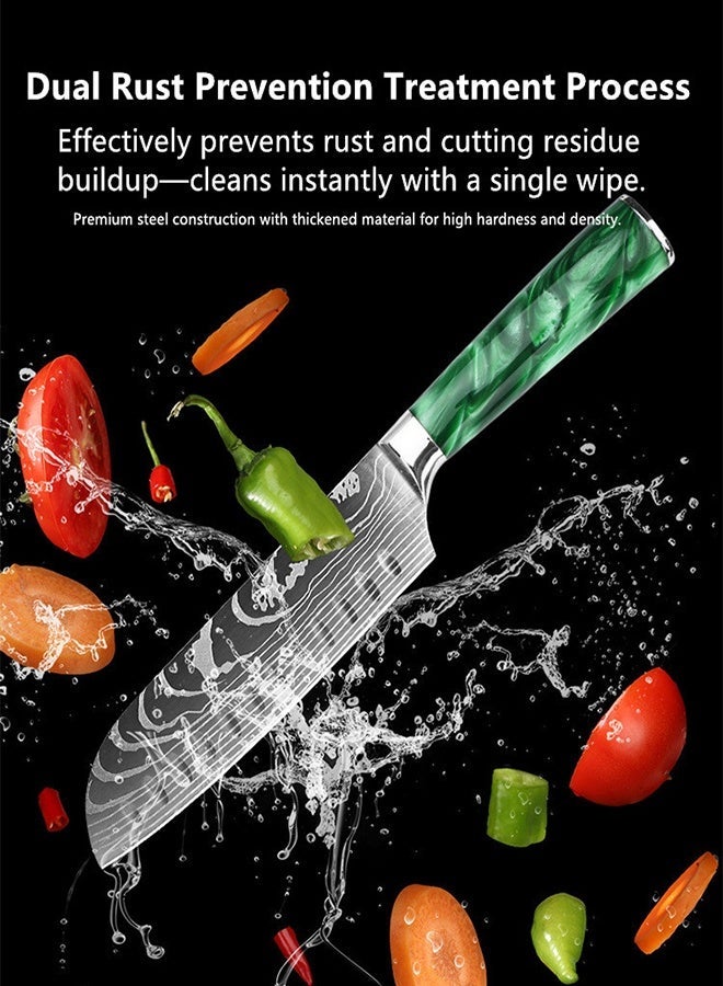 Saiboro Chef's Knife Kitchen Knife Paring Knife Premium with Gift Box,Green Resin+Damascus Pattern,Japanese Style Chef's Knife 8-inch - Image 4