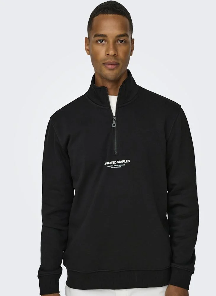 اونلي اند سانز Onscurated  Half Zip Sweatshirt