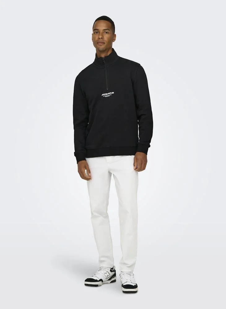 Only & Sons Onscurated  Half Zip Sweatshirt