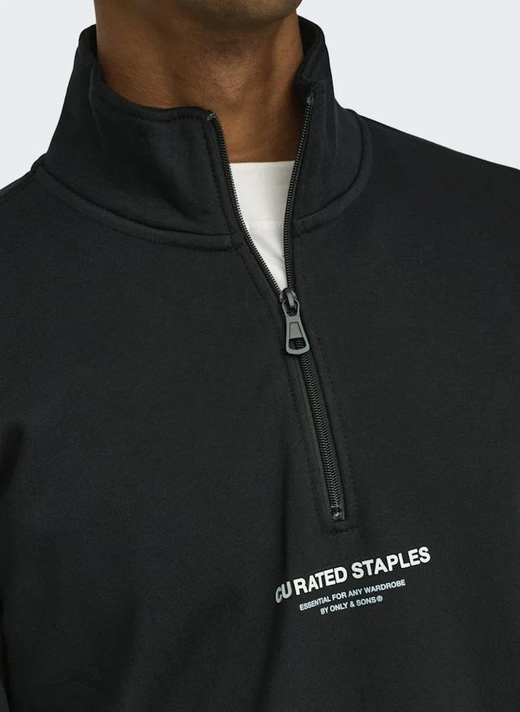 Only & Sons Onscurated  Half Zip Sweatshirt