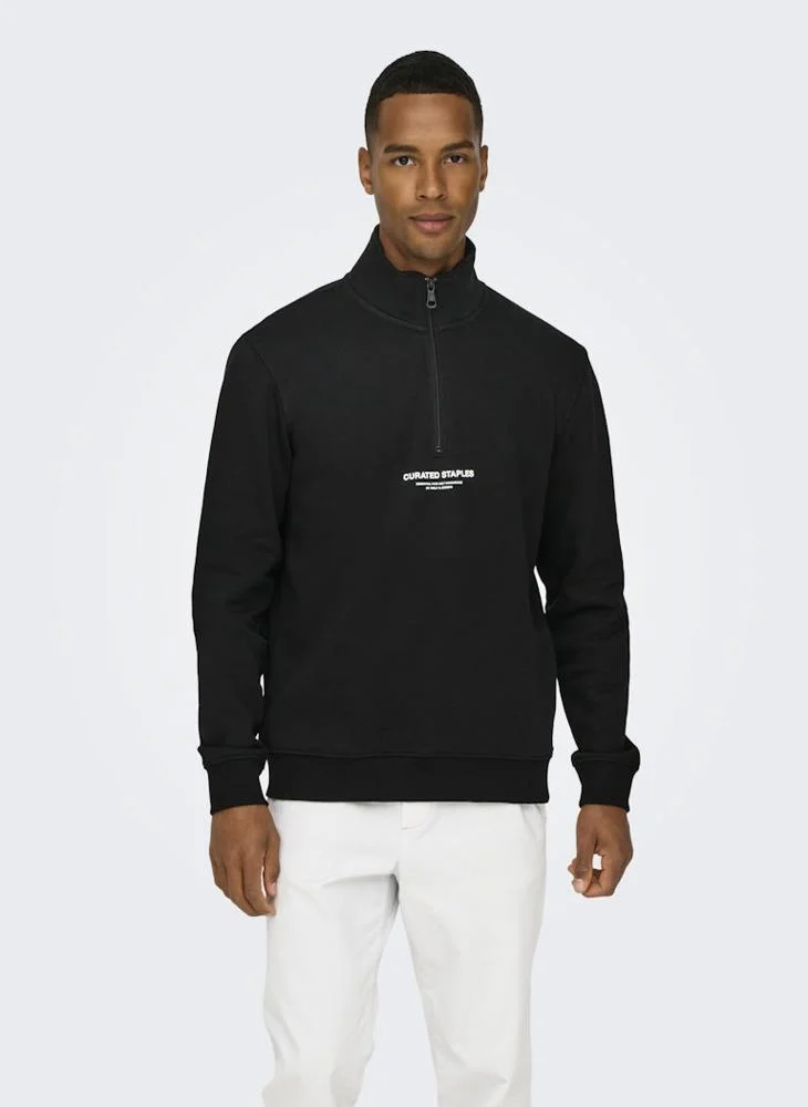 Only & Sons Onscurated  Half Zip Sweatshirt
