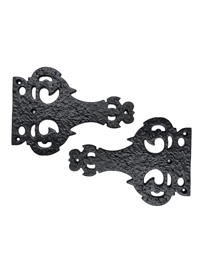 Adonai Hardware Adonai Hardware 7 Inch Lysanias Antique Iron False Hinge Supplied as 2 Pieces per Pack Matte Black Powder Coated  - Image 1