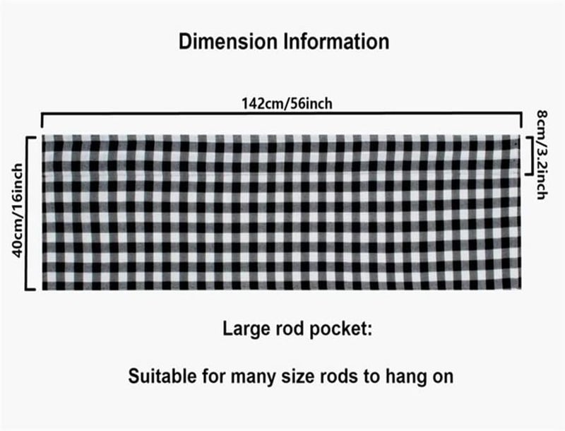 ChicAbode 2 Pack Plaid Window Valances, Black and White Farmhouse Window Treatment Curtains, Rod Pocket Valance for Kitchen Living Room 16 x 56 Inch - Image 2