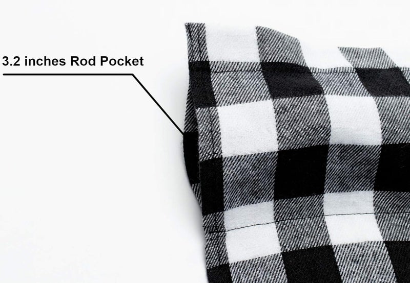 ChicAbode 2 Pack Plaid Window Valances, Black and White Farmhouse Window Treatment Curtains, Rod Pocket Valance for Kitchen Living Room 16 x 56 Inch - Image 4
