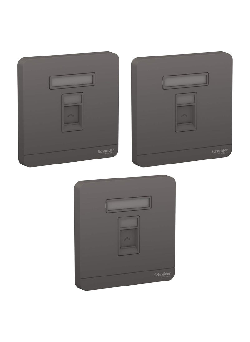 Schneider Electric Schneider Electric E8331RJS_DG AvatarOn 1 Gang Keystone Wallplate Jack RJ-45 Dark Grey - Pack of 3 