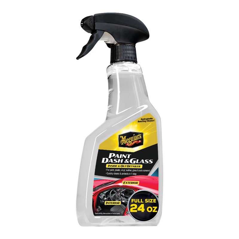 Meguiars ميغوايرز طلاء داش زجاج  هذا المنظف المتقدم للسيارات مثالي لتنظيف وحماية سيارتك بسرعة من الداخل والخارج  تنظيف السيارات المعزز بالماء لطلاء البلاستيك والزجاج  المزيد 24 أونصة رذاذ