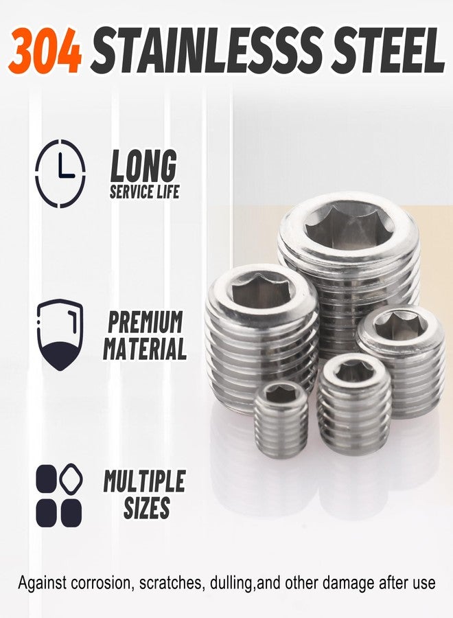 Ailbiuko 25Pcs 304 Stainless Steel Pipe Plug Fittings Assortment Kit,5 Sizes 1/8" 1/4" 3/8" 1/2" 3/4" NPT Male Internal Hex Thread Socket Pipe Plug Set - Image 3