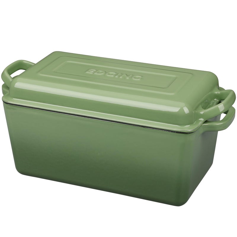 EDGING CASTING Enameled Cast Iron Dutch Oven, Oblong Bread Oven for Sourdough Bread Baking, Baking Pan, Dual Handles, Oven Safe, 4 Quart, Pistachio Green - Image 3