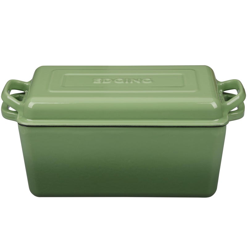 EDGING CASTING Enameled Cast Iron Dutch Oven, Oblong Bread Oven for Sourdough Bread Baking, Baking Pan, Dual Handles, Oven Safe, 4 Quart, Pistachio Green - Image 4