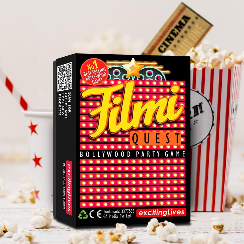 exciting Lives لعبة كويست - بطاقات لعبة الأفلام الهندية - هدية لعيد الديوالي، عيد الميلاد، رأس السنة، الحفلات، أعياد الميلاد، الذكرى السنوية، لحفلة الديوالي، لعبة للعائلة، الأصدقاء، الأقارب - مجموعة من 150 - Image 5