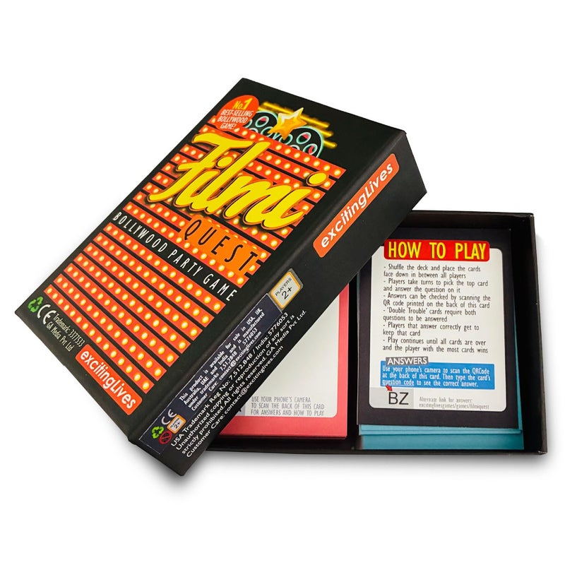 exciting Lives لعبة كويست - بطاقات لعبة الأفلام الهندية - هدية لعيد الديوالي، عيد الميلاد، رأس السنة، الحفلات، أعياد الميلاد، الذكرى السنوية، لحفلة الديوالي، لعبة للعائلة، الأصدقاء، الأقارب - مجموعة من 150 - Image 2