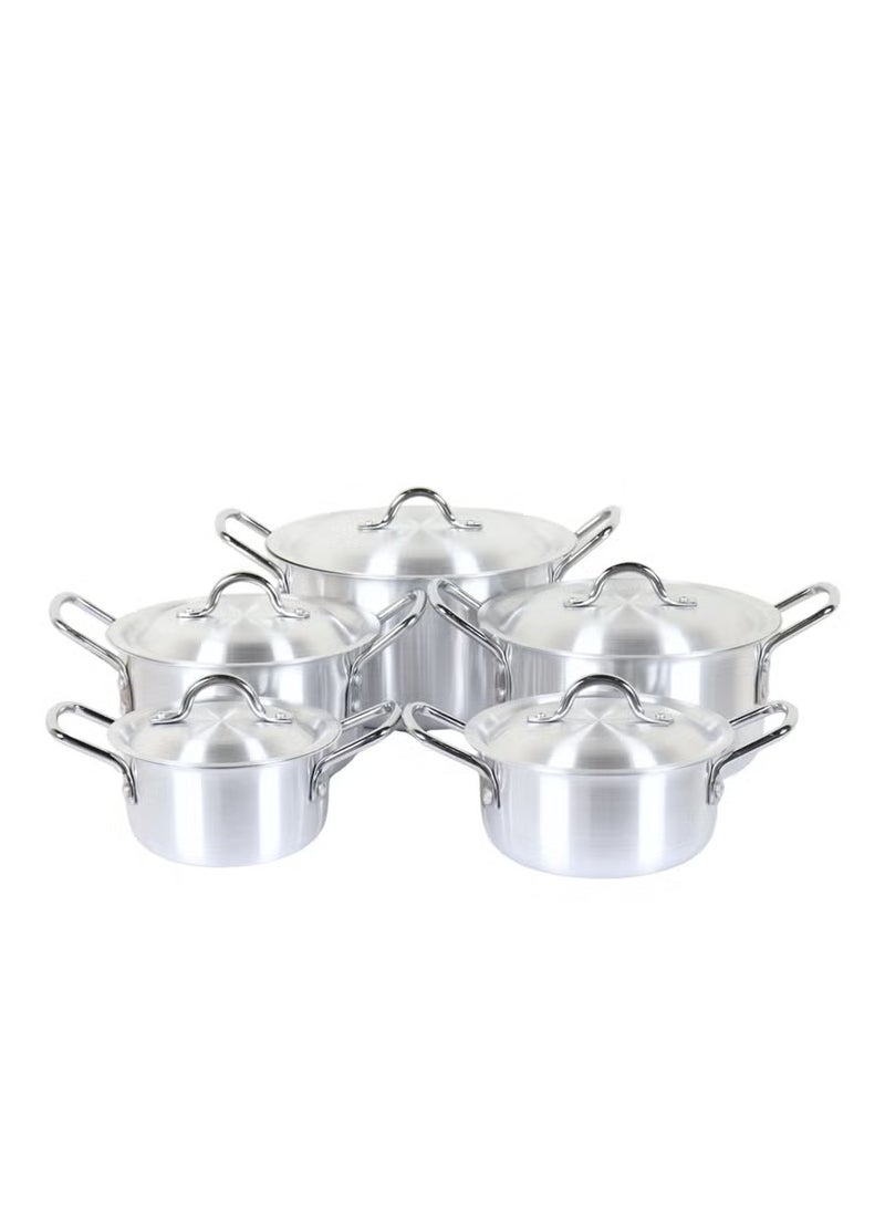 10-Piece Aluminum Pot Set Silver - Image 3
