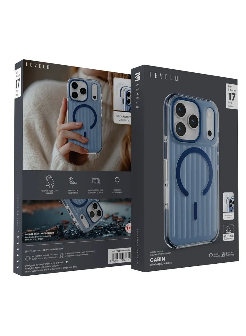 LEVELO iPhone 17 Pro Max MagSafe Case Cabin With 2H Scratch Resistance / Raised Bezels For Camera & Screen / Shock-Resistant-Bumper / Shockproof Corners Back Cover - MidNight Blue - Image 3