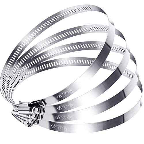 Boao 4 Pieces 12 Inch Adjustable 304 Stainless Steel Duct Clamps Worm Gear Hose Clamp for Pipe Intercooler Plumbing Tube and Fuel Line - Image 1