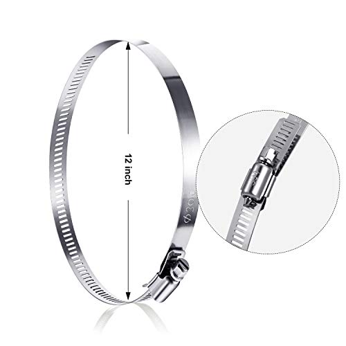 Boao 4 Pieces 12 Inch Adjustable 304 Stainless Steel Duct Clamps Worm Gear Hose Clamp for Pipe Intercooler Plumbing Tube and Fuel Line - Image 3
