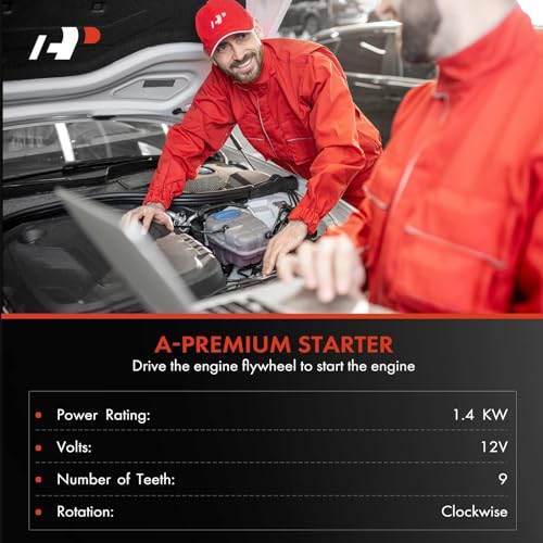 A-Premium محرك بدء تشغيل A-Premium متوافق مع ميتسوبيشي لانسر 2008 2009 2010 2011، 2.0 لتر، 12 فولت 1.4 كيلو واط 9 أسنان في اتجاه عقارب الساعة، استبدال# 1810A123، 91273460 - Image 2