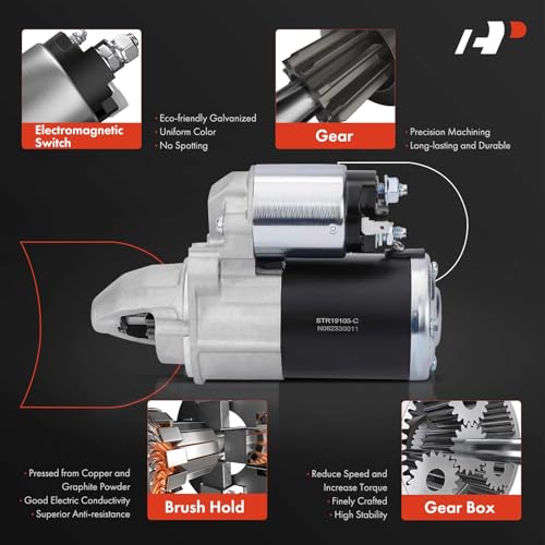 A-Premium محرك بدء تشغيل A-Premium متوافق مع ميتسوبيشي لانسر 2008 2009 2010 2011، 2.0 لتر، 12 فولت 1.4 كيلو واط 9 أسنان في اتجاه عقارب الساعة، استبدال# 1810A123، 91273460 - Image 5