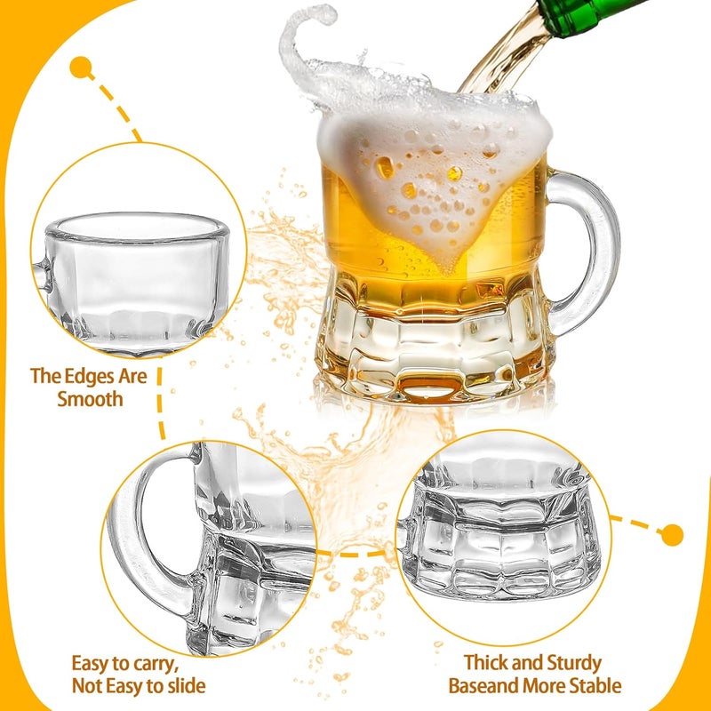 INFTYLE Beer Mug, Shot Glasses 2 oz Steins Beer Glass Mini Mason Clear Mugs Small Juice Cups Tasting Glasses for Drinking Beer Festival (Glass, 24 pack-2oz) - Image 2